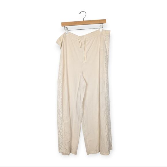 Jason Wu Cream Cotton Silk Lace Detail Drawstring Pants Size M - Picture 1 of 8